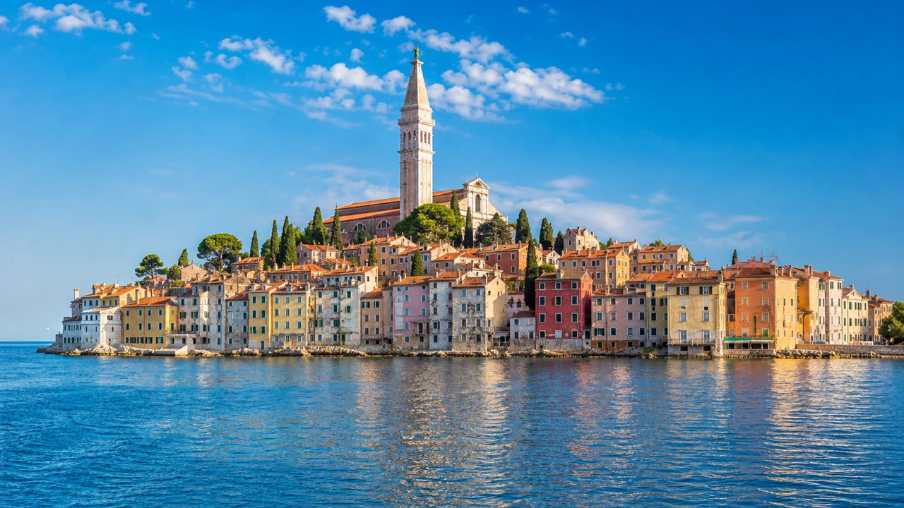 The harbour and old town of Rovinj on the Istrian coast, a pet-friendly region of Croatia