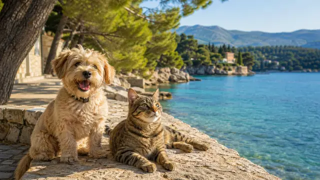 Kvarner Bay and the Učka mountains from the Opatija Riviera, the coast covered in our pet-friendly Kvarner guide for dog owners